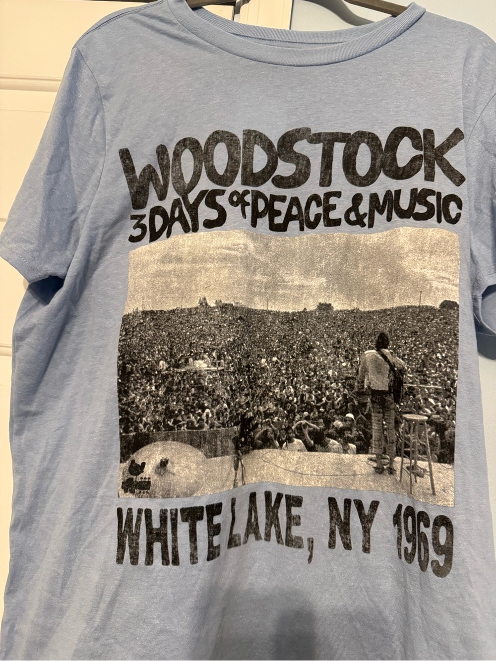 Forever 21 Light Blue Woodstock 3 Days of Peace & Music Graphic Tee